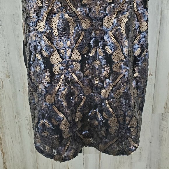 5/$25 Forever 21 Top XS Black Sequined Sheer Split Back Sleeveless Evening AM12 - Picture 3 of 5